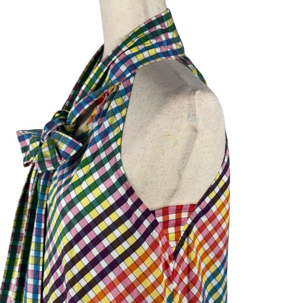 J. Crew Multi-color Plaid Halter Sleeveless Tie Mini Dress Size 2 - Picture 8 of 12